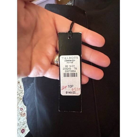 Talbots Black Irish LINEN Dress size 10 PETITE NWT Sleeveless A Line Corporate - Picture 9 of 11